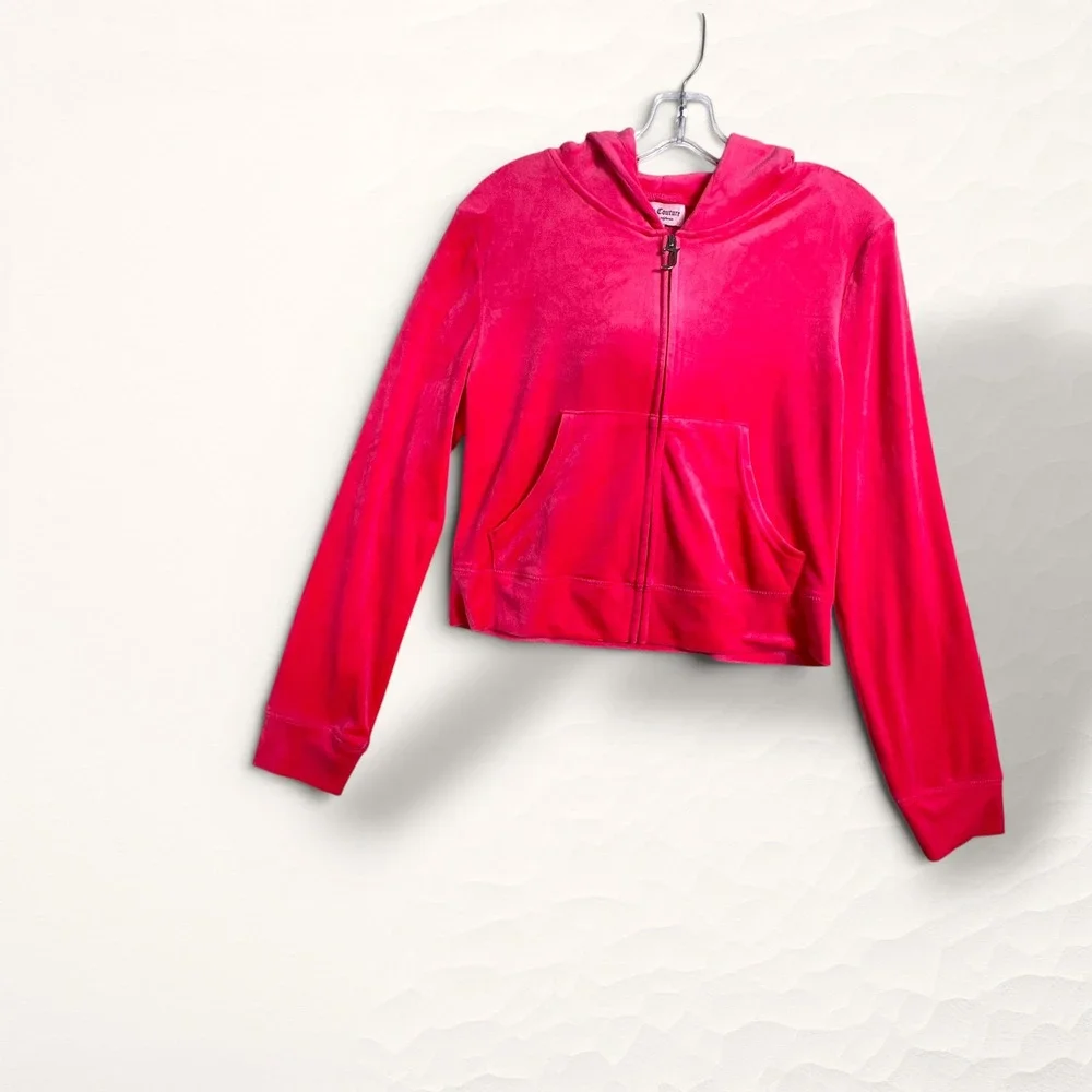 Juicy Couture Tracksuit Women L Pink Y2K Rhinestone Velour Hoodie Pants - Picture 2 of 15